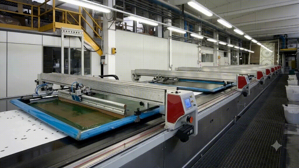 Automatic screen printing carriage machine line at Fab-Ezy®