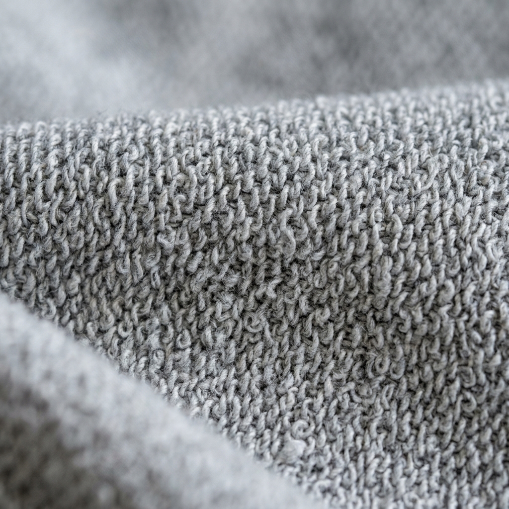 Close-up texture of French terry fabric loops